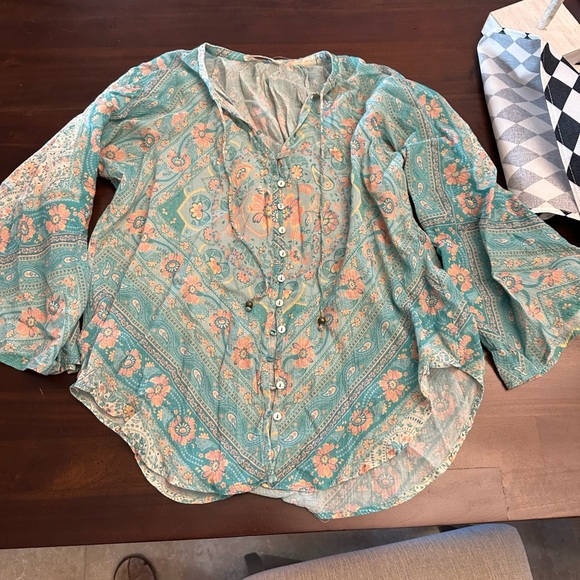 SPELL & THE GYPSY 
Farrah Blouse in Aqua (P) - Picture 2 of 6